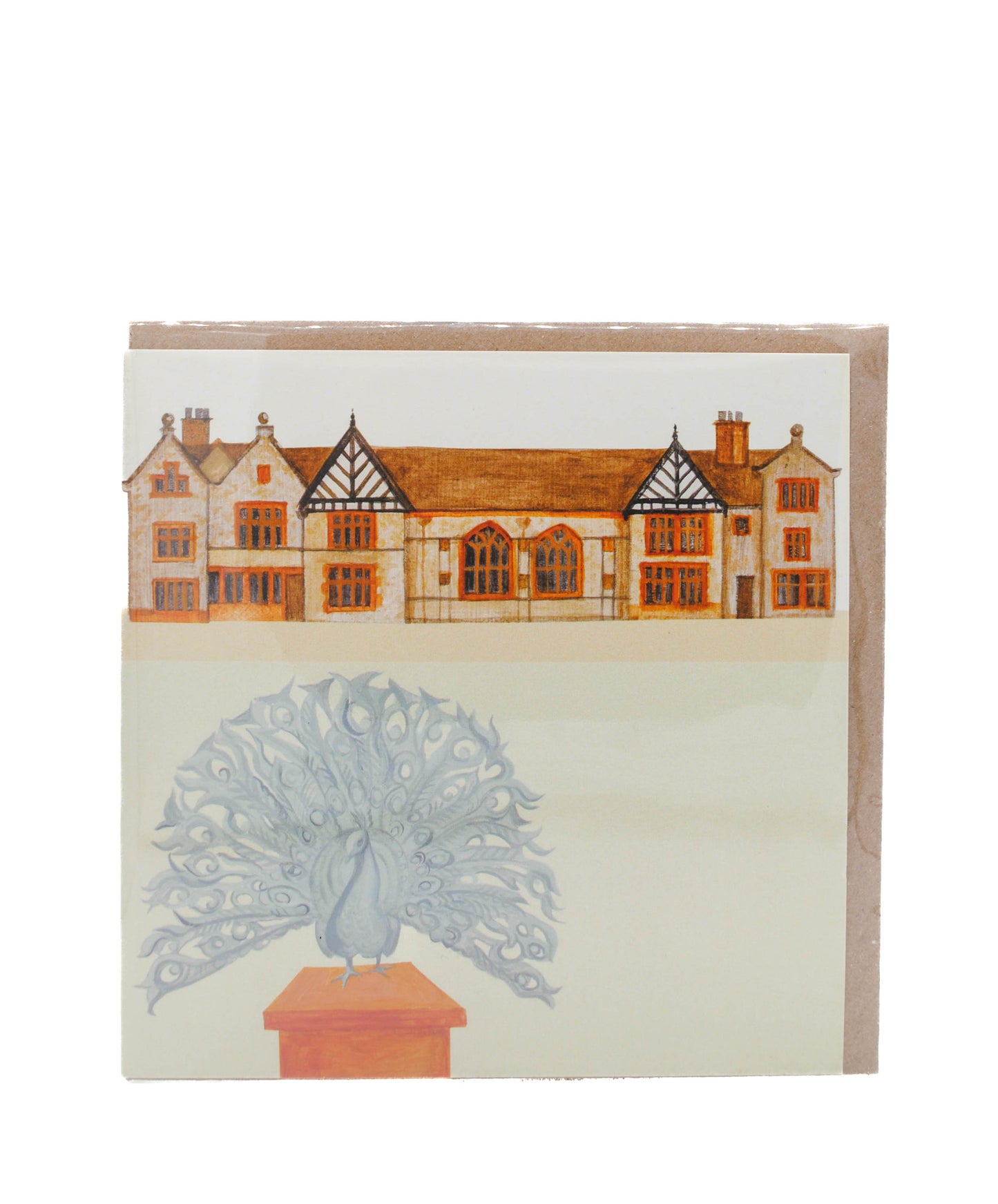 Dog and Dome Ordsall Hall Greeting Card-Proud Peacock