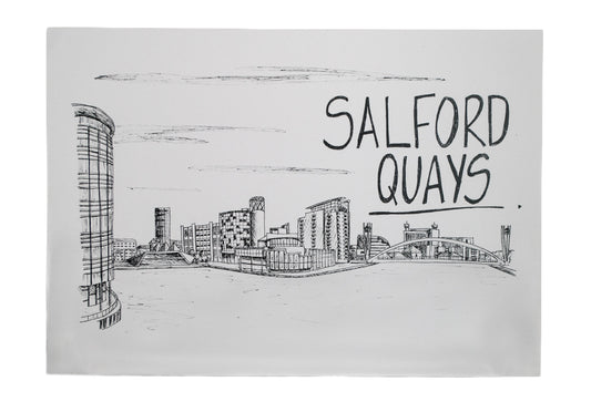 Christopher Walster A4 Salford Quays Skyline Wall Art Print